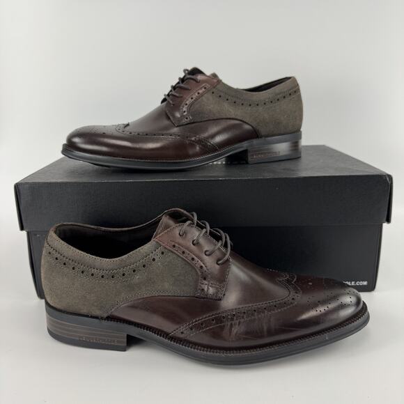 New Kenneth Cole New York Men\'s Brock Wing Tip Lace Up Brown 7.5 M Dress Shoes main image 4